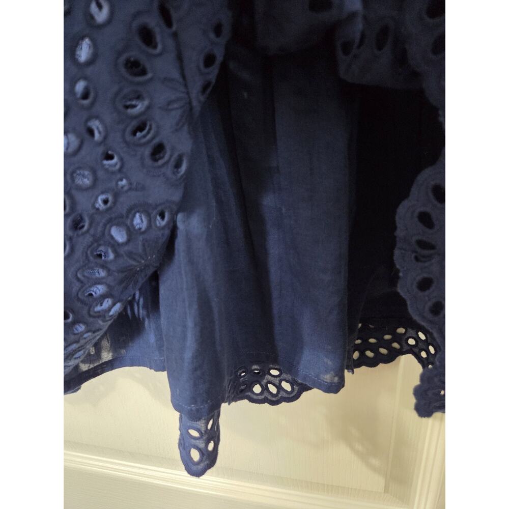 Figue Isabella Blue Eyelet Embroidered Cutout Sleeves Boho Mini Dress, Size XL - Picture 11 of 16